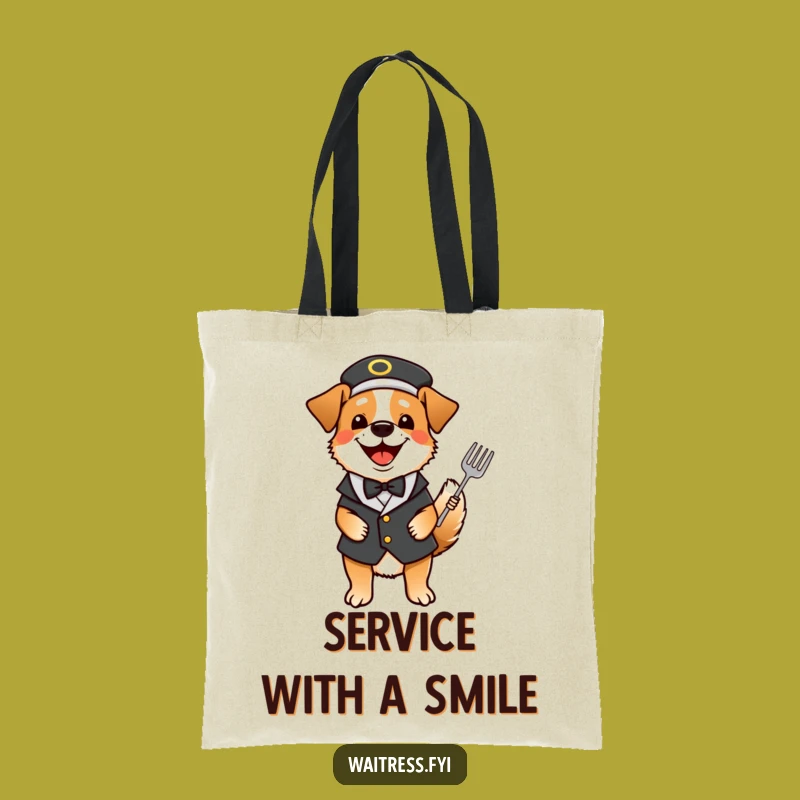 Funny Dog Waiter Tote Bag: Happy Pooch Carryall, Unique Funny Gift for Dog Lovers