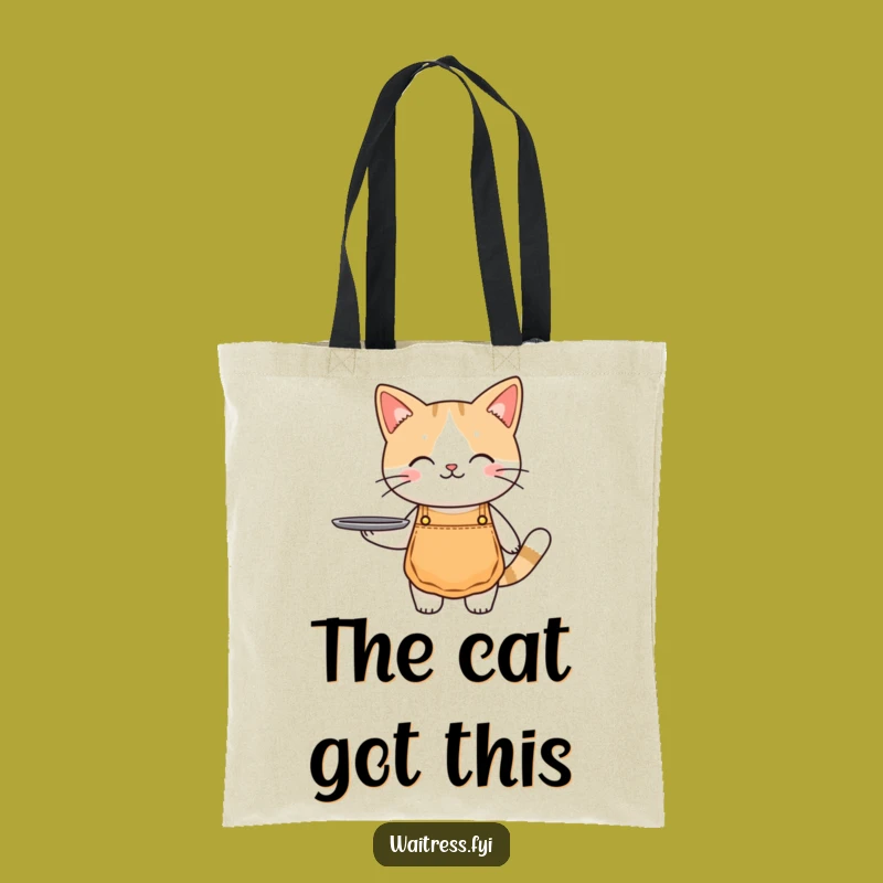 Funny Cat Waiter Tote Bag: Cute Animal Apron Purse, Stylish Funny Gift for Cat Lovers