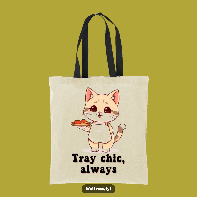 Funny Kawaii Cat Waiter Tote Bag: Carry Your Essentials with Cute Feline Style, Great Funny Gift!