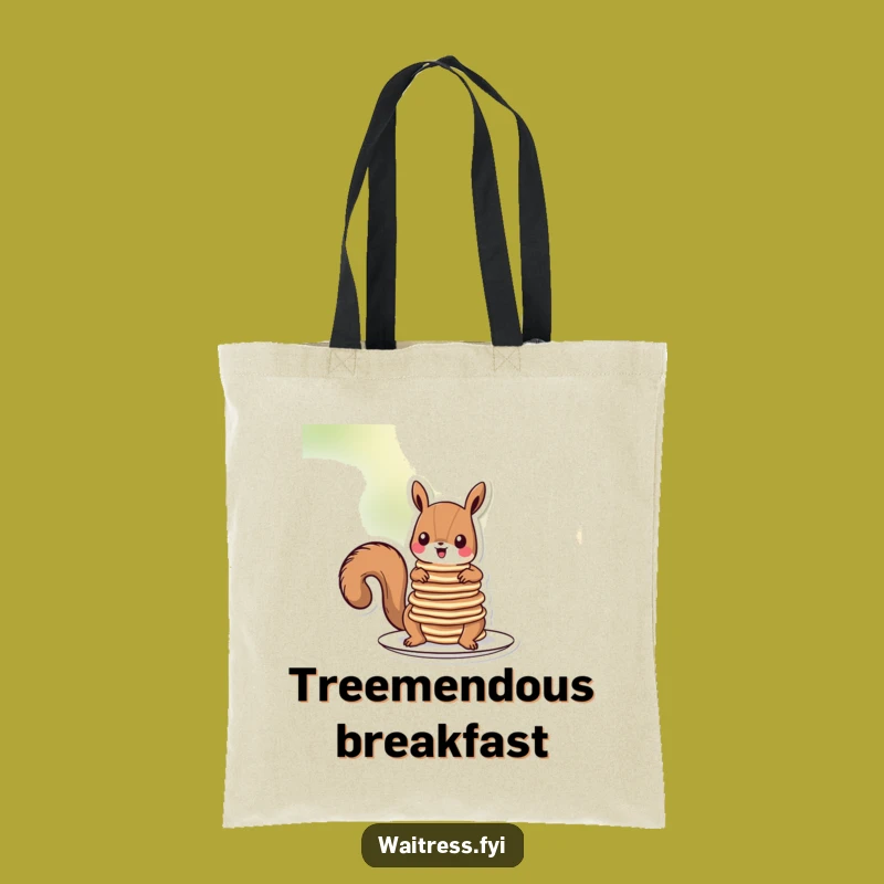 Funny Squirrel Pancakes Tote Bag: Carry Breakfast Fun with a Cartoon Critter, Perfect Funny Gift!
